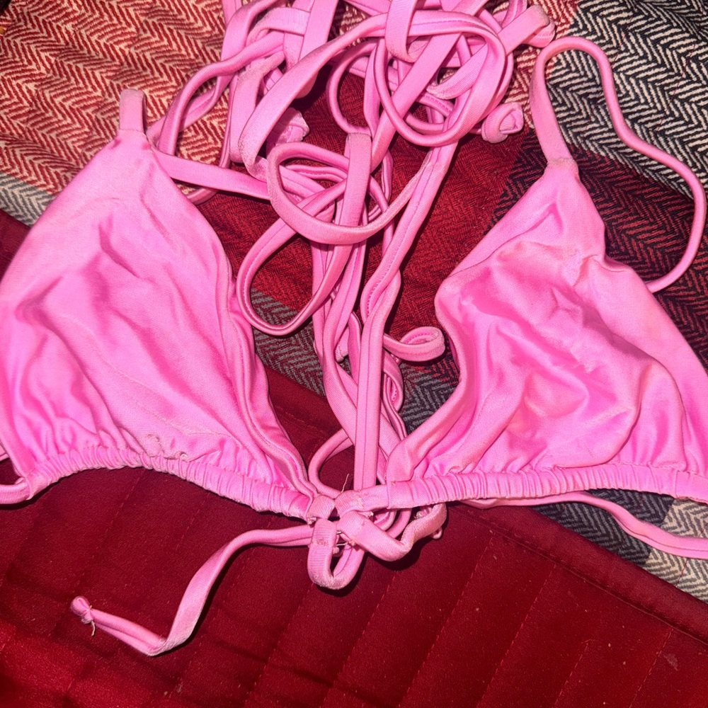 ALO Yoga Bright Pink Bikini Top